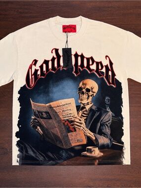 Godspeed Cream Short-Sleeve Graphic Crewneck Tee - Men